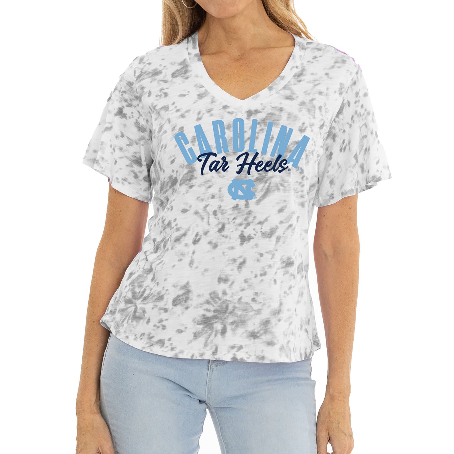 Women's Gray North Carolina Tar Heels Faye Tri-Blend V-Neck T-Shirt