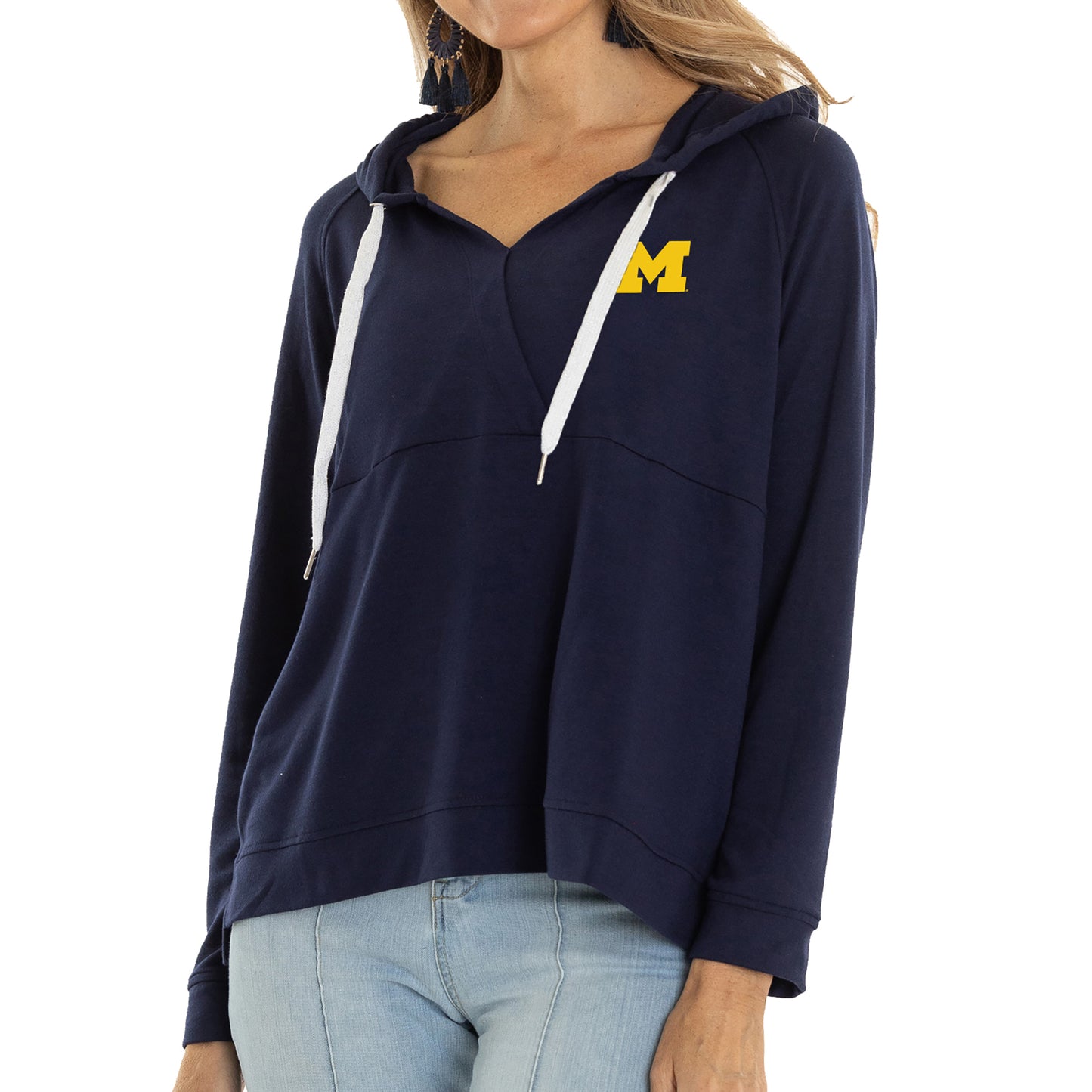 Women's  Navy Michigan Wolverines Christine Pullover Hoodie
