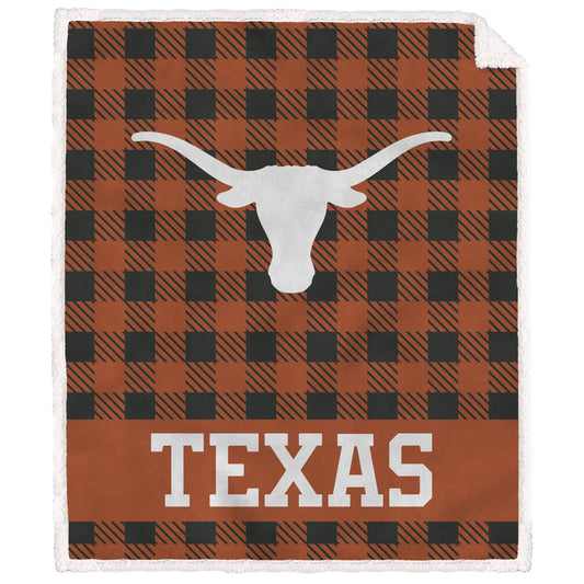 Texas Longhorns 50" x 60" Buffalo Check Royal Plush Sherpa Blanket