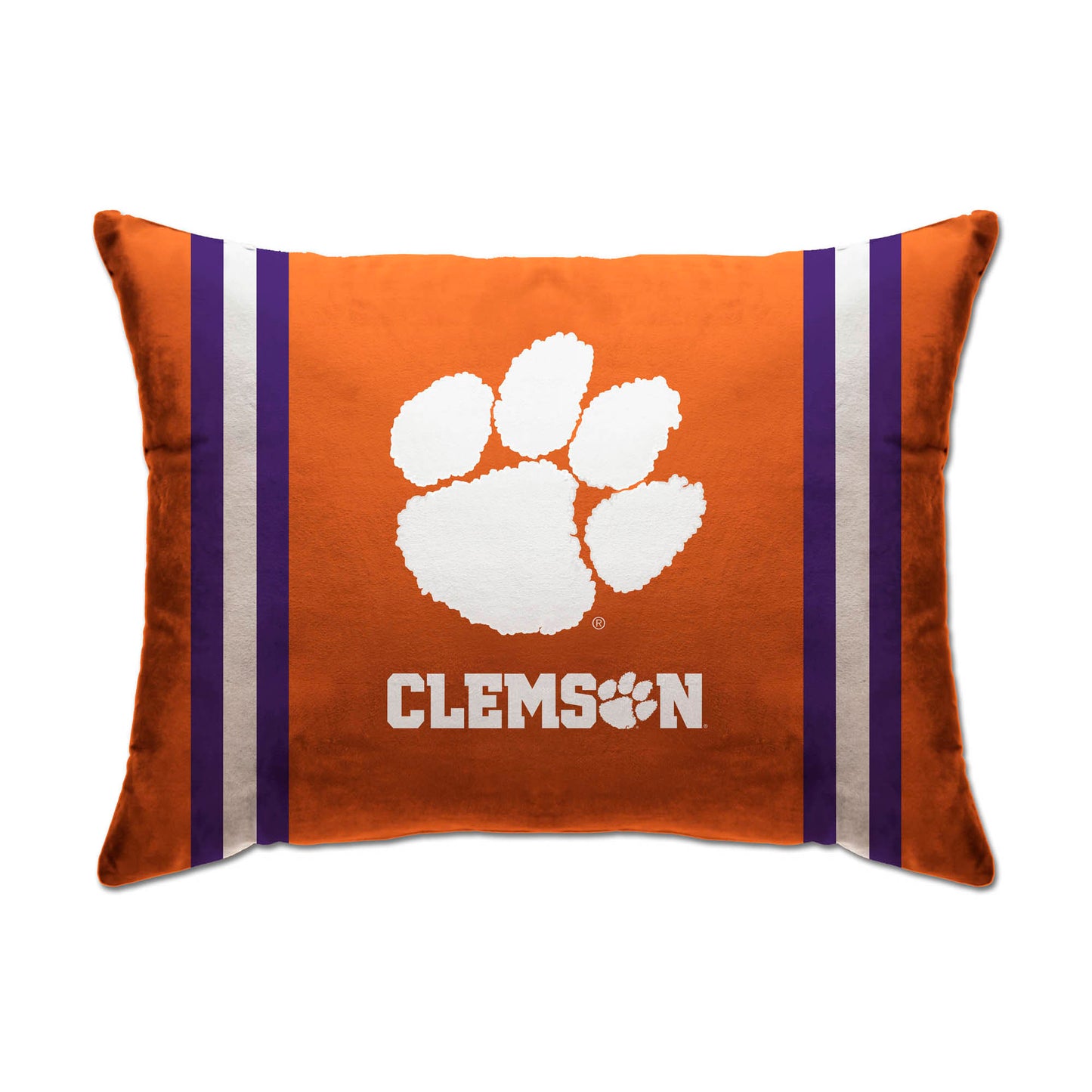 Clemson Tigers 20" x 26" Standard Stripe Logo Micro Plush Bed Pillow Cover