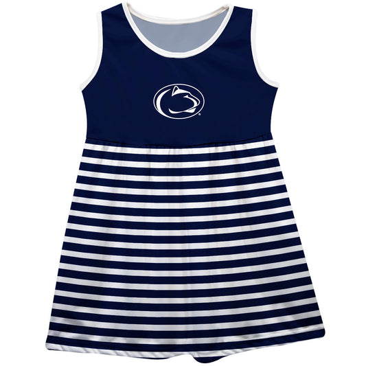 Girls Infant Vive La Fete  Navy Penn State Nittany Lions Striped Tank Top Dress