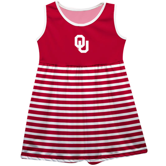 Girls Youth Vive La Fete  Crimson Oklahoma Sooners Striped Tank Top Dress