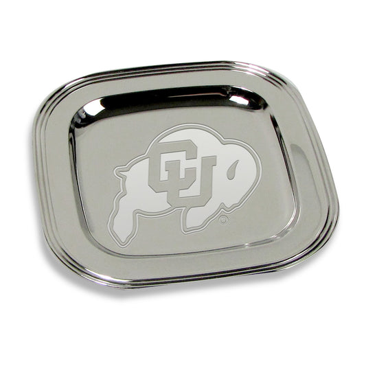 Colorado Buffaloes 8" x 8" Silver Plated Serving Tray