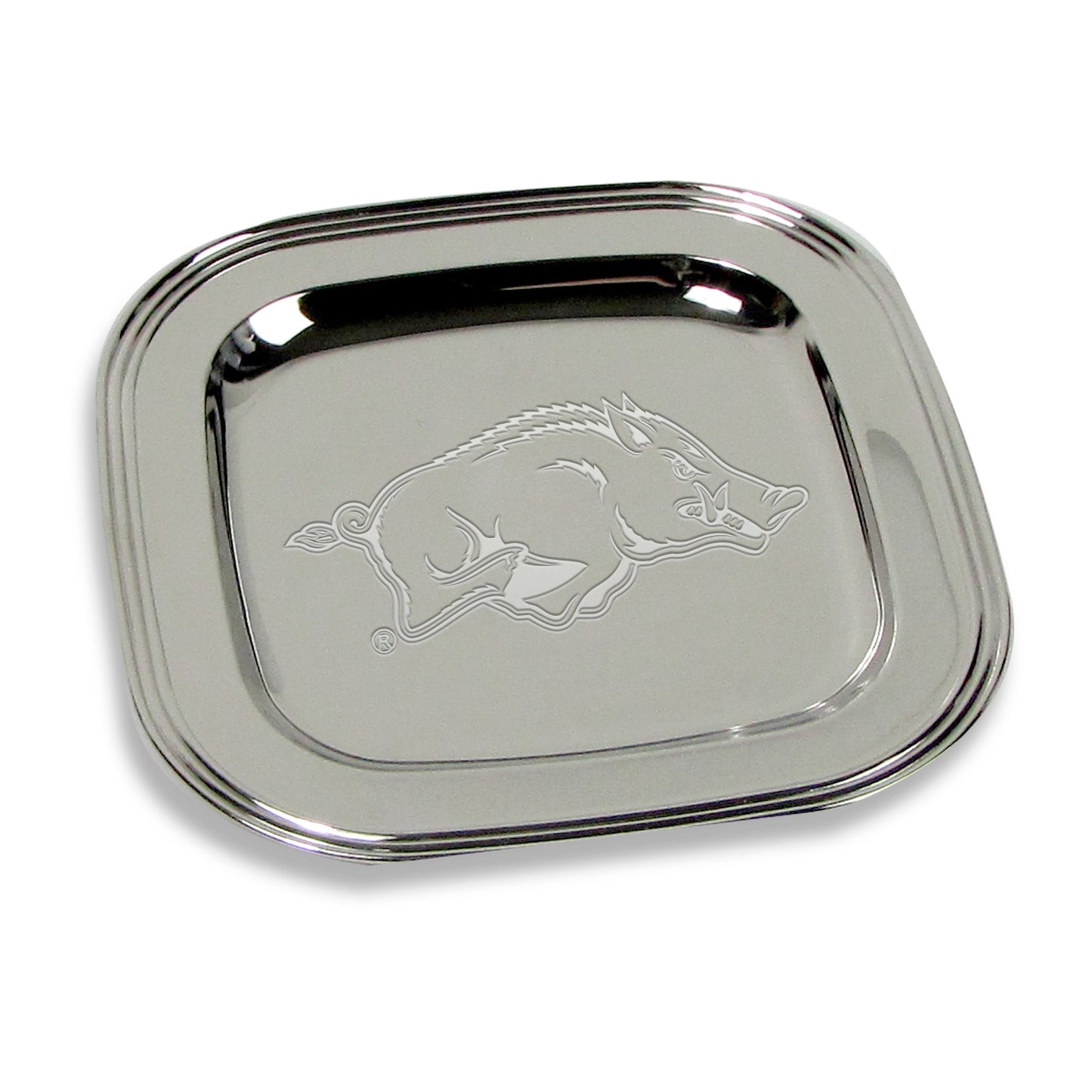 Arkansas Razorbacks 8" x 8" Silver Plated Serving Tray