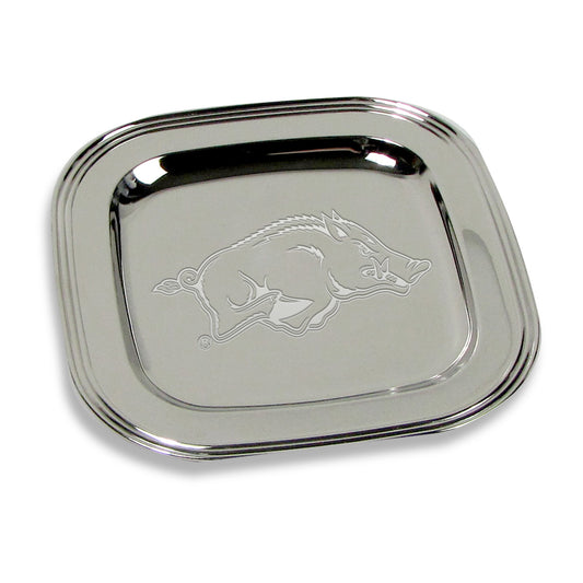 Arkansas Razorbacks 8" x 8" Silver Plated Serving Tray