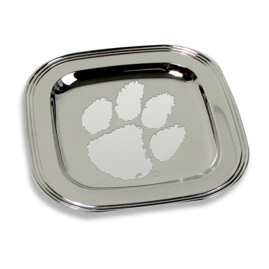 Clemson Tigers 8" x 8" Silver Plated Serving Tray