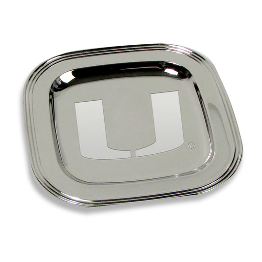 Miami Hurricanes 8" x 8" Silver Plated Serving Tray