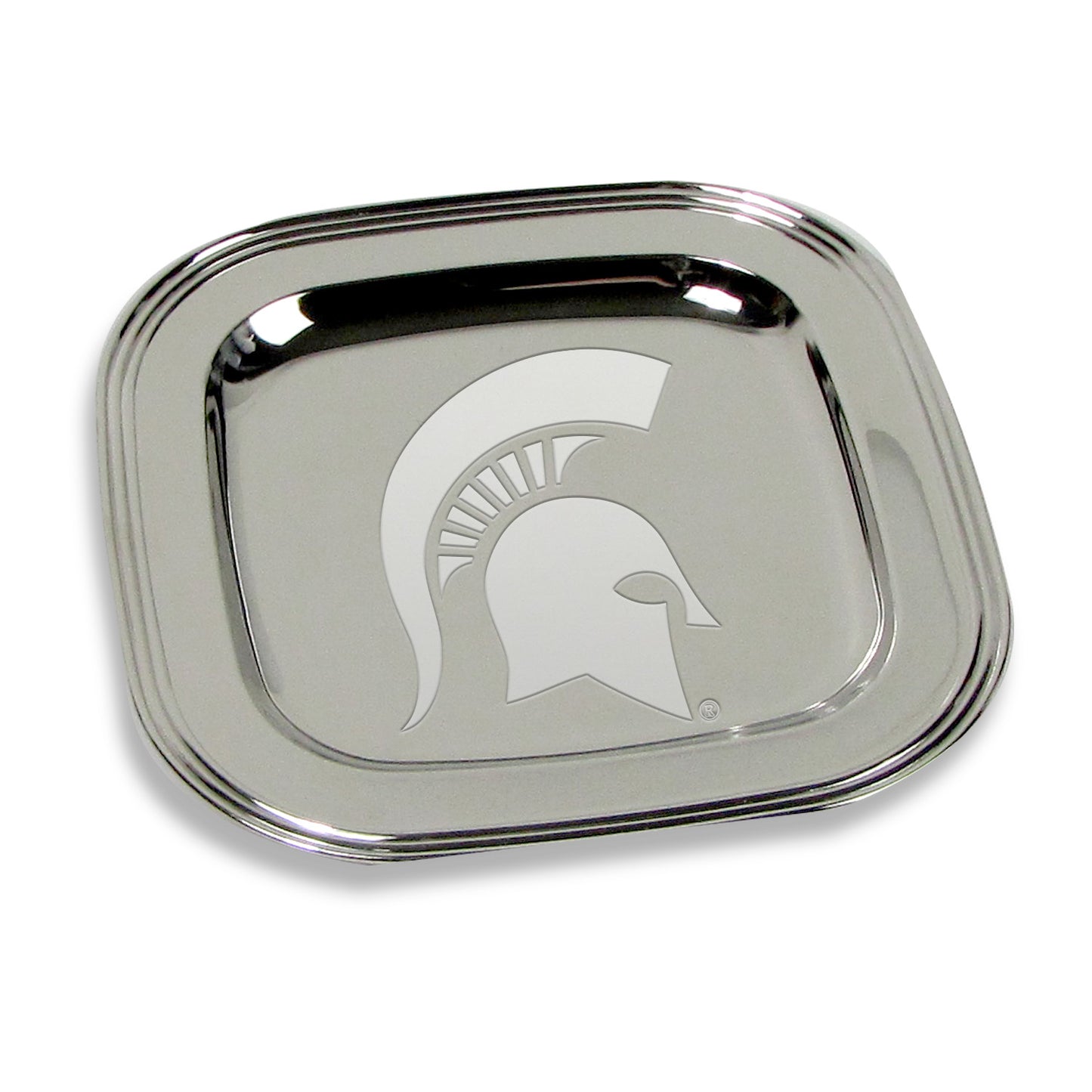 Michigan State Spartans 8" x 8" Silver Plated Serving Tray