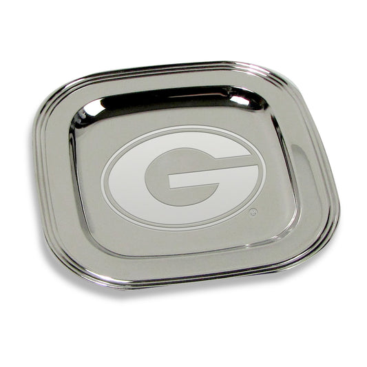Georgia Bulldogs 8" x 8" Silver Plated Serving Tray