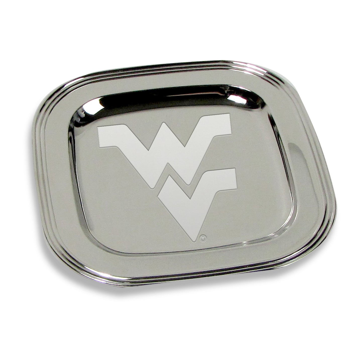 West Virginia Mountaineers 8" x 8" Silver Plated Serving Tray