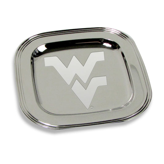 West Virginia Mountaineers 8" x 8" Silver Plated Serving Tray
