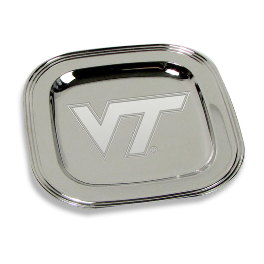 Virginia Tech Hokies 8" x 8" Silver Plated Serving Tray