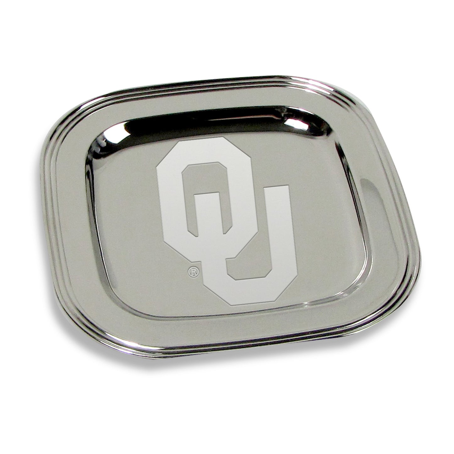 Oklahoma Sooners 8" x 8" Silver Plated Serving Tray
