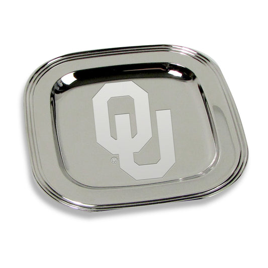 Oklahoma Sooners 8" x 8" Silver Plated Serving Tray