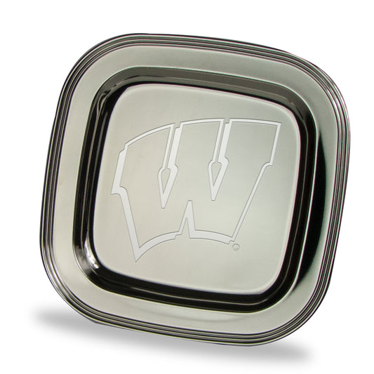 Wisconsin Badgers 11.5" x 11.5" Elegant Silver Plated Square Tray