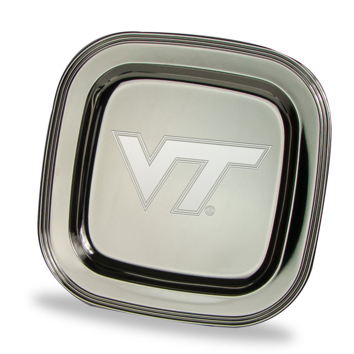 Virginia Tech Hokies 11.5" x 11.5" Elegant Silver Plated Square Tray