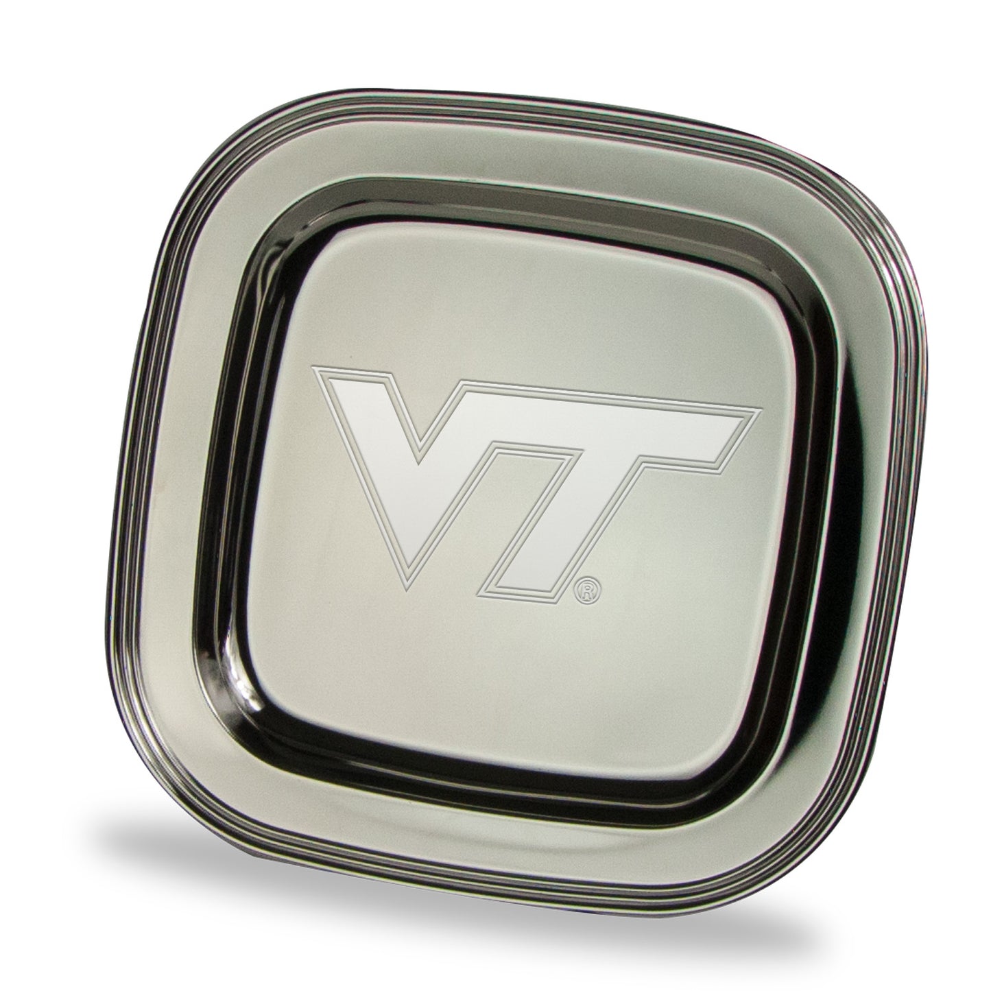 Virginia Tech Hokies 11.5" x 11.5" Elegant Silver Plated Square Tray