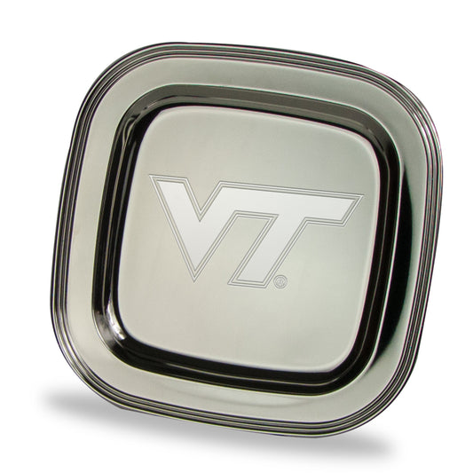 Virginia Tech Hokies 11.5" x 11.5" Elegant Silver Plated Square Tray