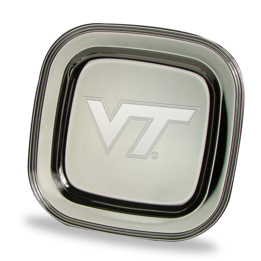 Virginia Tech Hokies 11.5" x 11.5" Elegant Silver Plated Square Tray