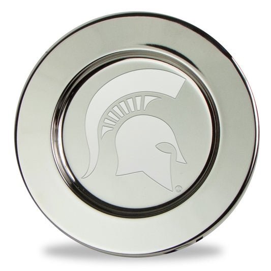 Michigan State Spartans 6" Elegant Silver Plated Round Serving Tray