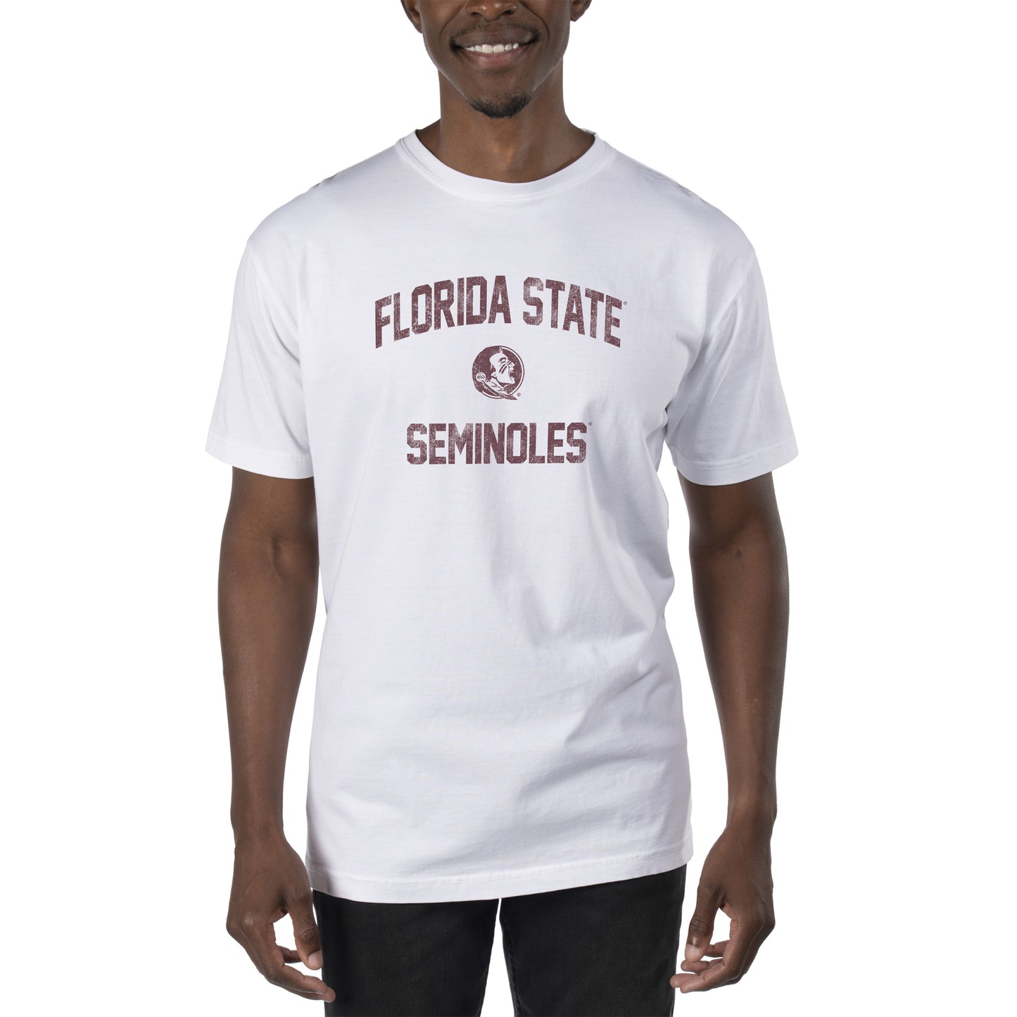 Men's Uscape Apparel White Florida State Seminoles Garment Dyed T-Shirt