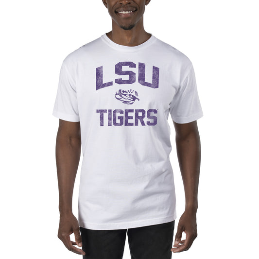 Men's Uscape Apparel White LSU Tigers Garment Dyed T-Shirt