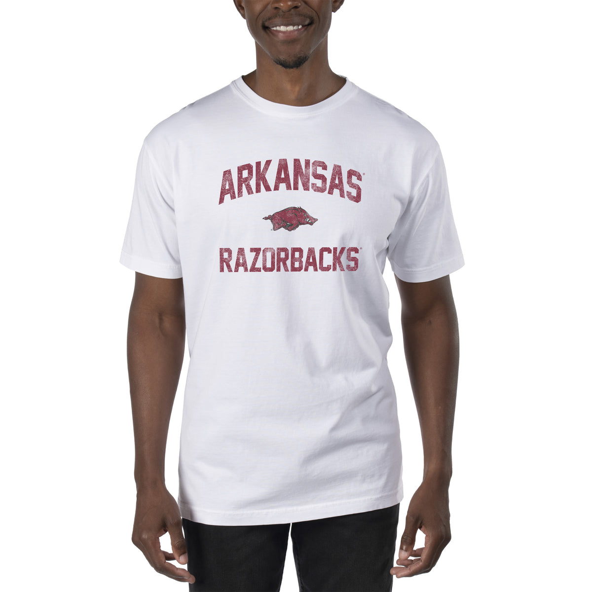 Men's Uscape Apparel White Arkansas Razorbacks Garment Dyed T-Shirt