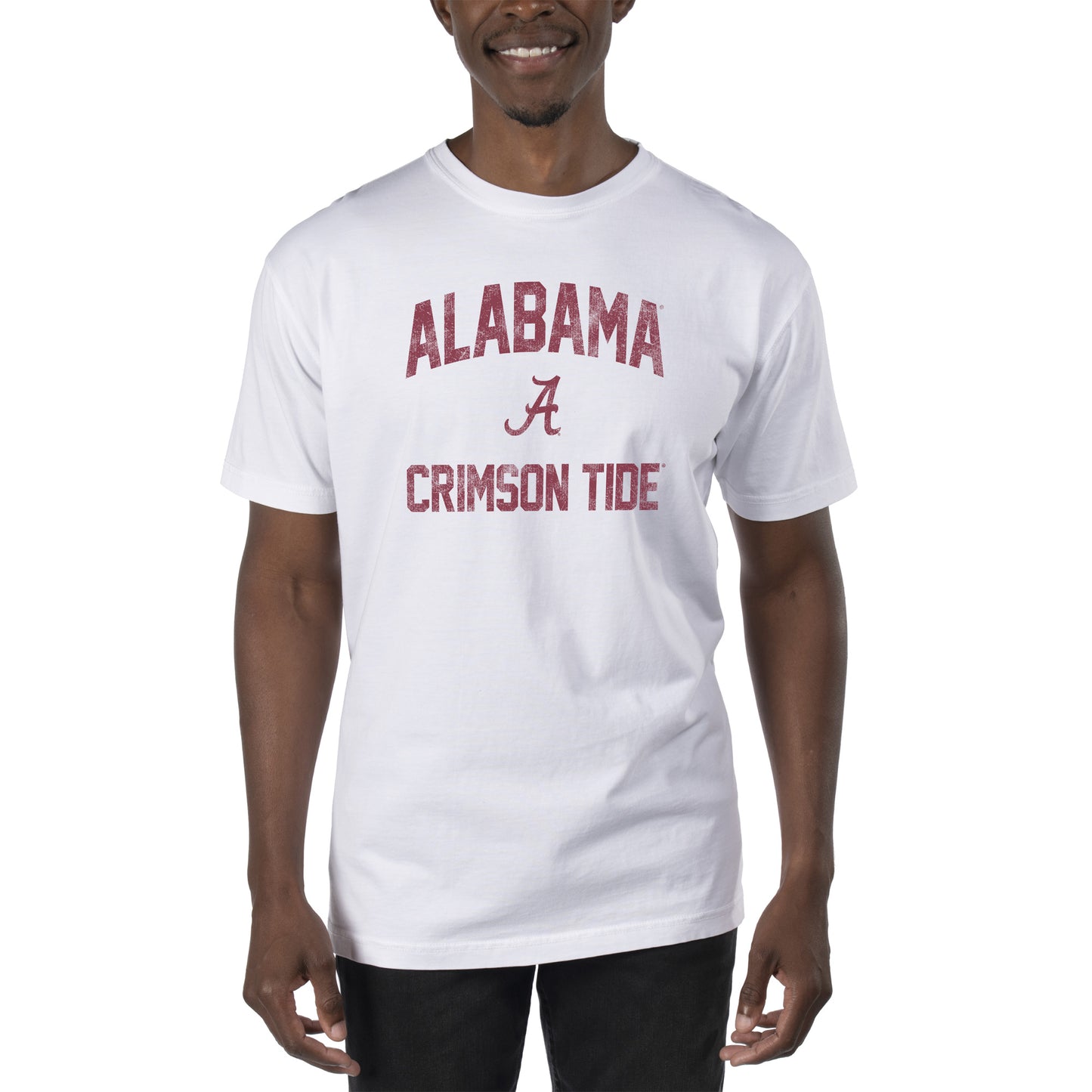 Men's Uscape Apparel White Alabama Crimson Tide Garment Dyed T-Shirt