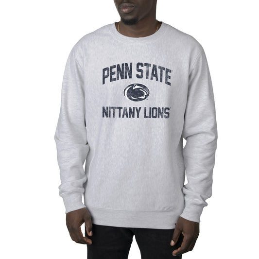 Men's Uscape Apparel Heather Gray Penn State Nittany Lions Premium Heavyweight Crew Neck Sweatshirt