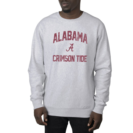 Men's Uscape Apparel Heather Gray Alabama Crimson Tide Premium Heavyweight Crew Neck Sweatshirt