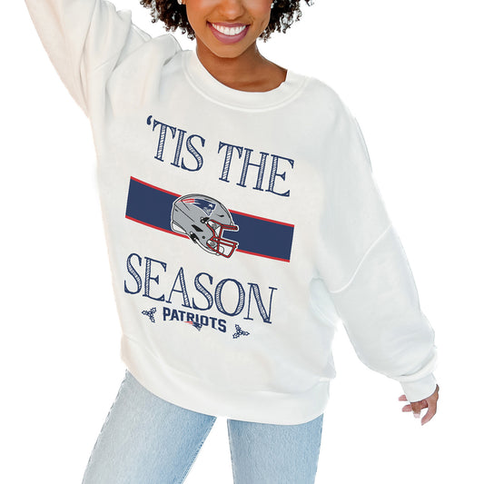 Women's Gameday Couture White New England Patriots Take A Holiday Pullover Sweatshirt