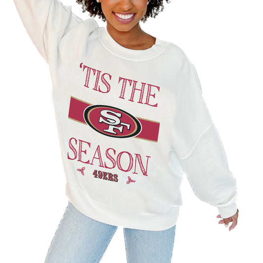 Women's Gameday Couture White San Francisco 49ers Take A Holiday Pullover Sweatshirt