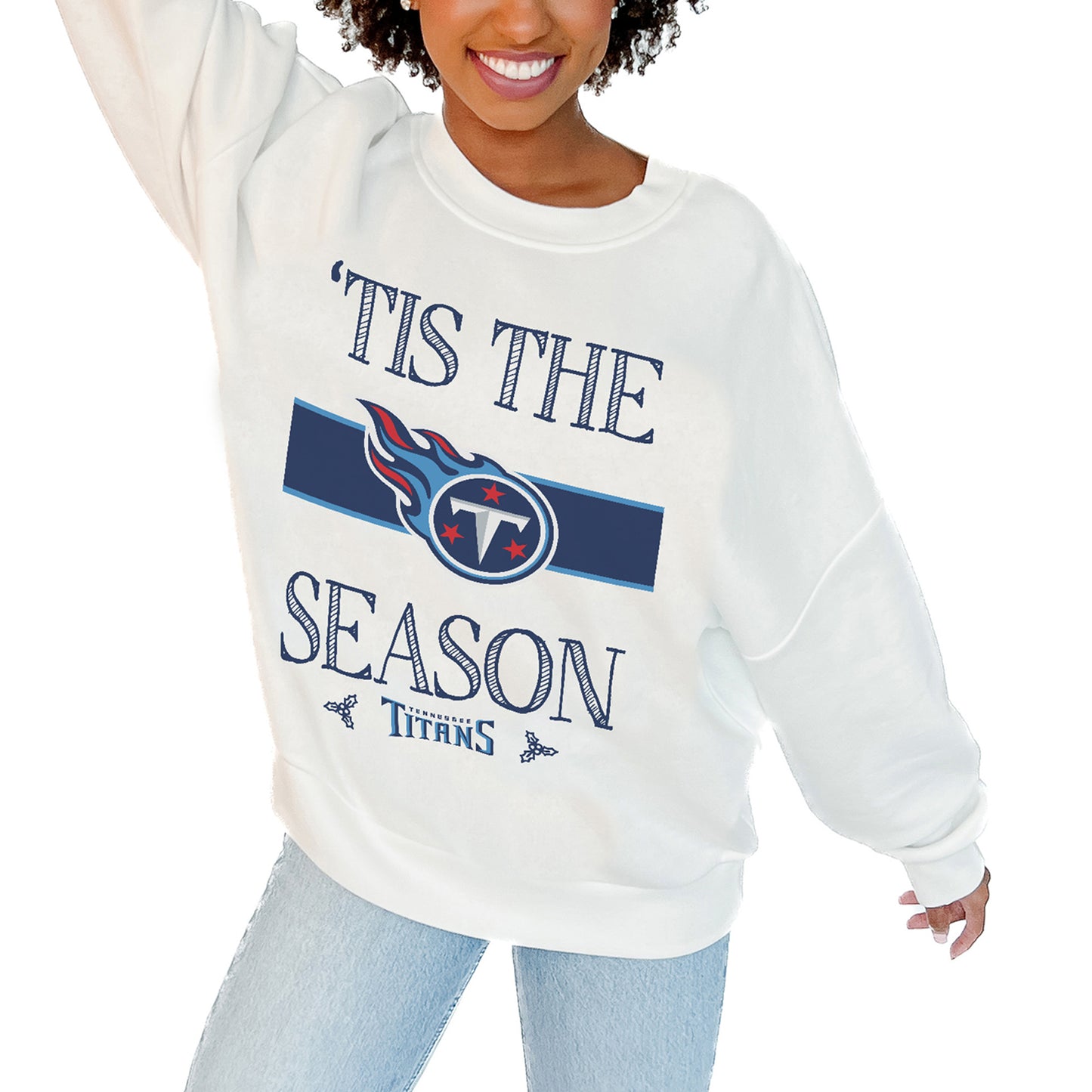 Women's Gameday Couture White Tennessee Titans Take A Holiday Pullover Sweatshirt