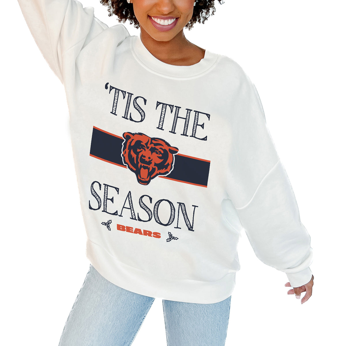 Women's Gameday Couture White Chicago Bears Take A Holiday Pullover Sweatshirt