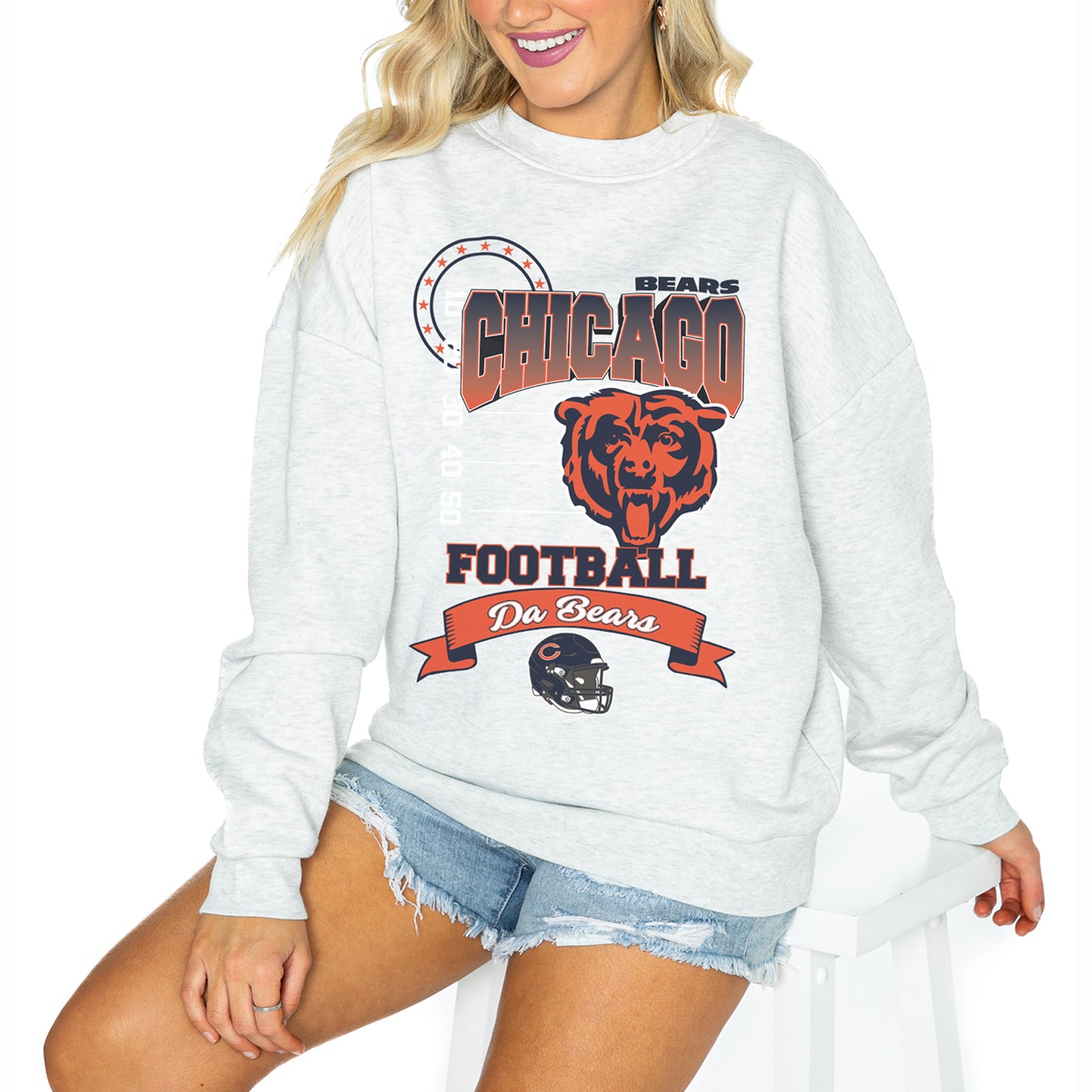 Women's Gameday Couture Ash Chicago Bears Run the Show Pullover Sweatshirt