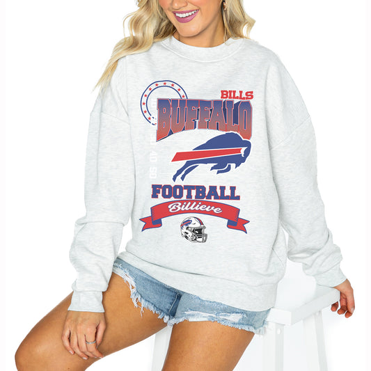 Women's Gameday Couture Ash Buffalo Bills Run the Show Pullover Sweatshirt