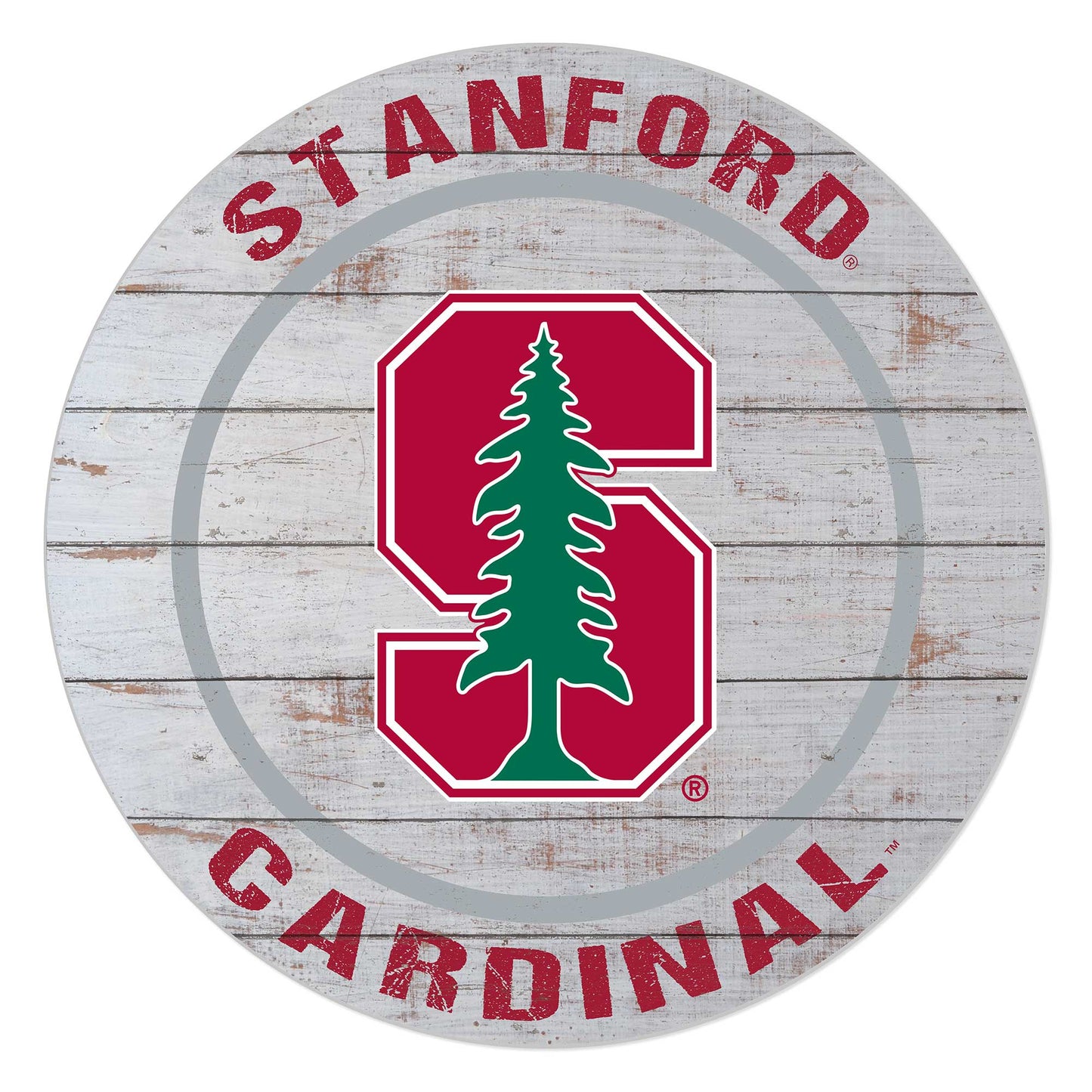 Stanford Cardinal 20'' x 20'' Indoor/Outdoor Weathered Circle Sign