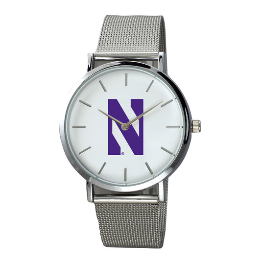 Men's  Silver Northwestern Wildcats Plexus Stainless Steel Watch