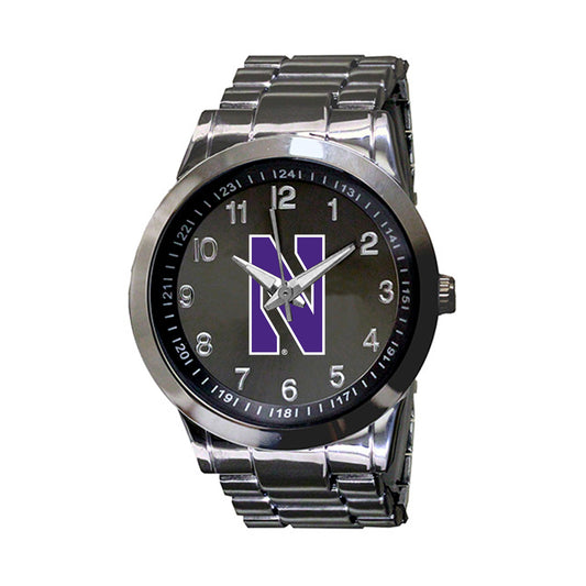 Men's  Gray Northwestern Wildcats Integris Gun Metal Stainless Steel Watch