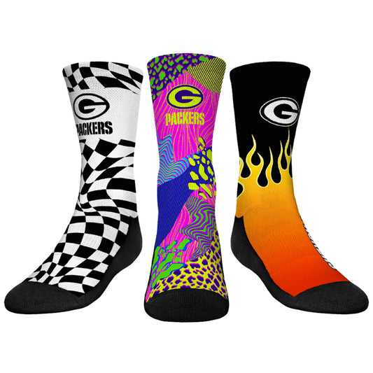 Youth Rock Em Socks Green Green Bay Packers Team Vibes Three-Pack Crew Socks Set