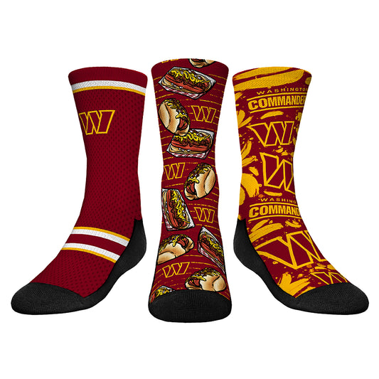 Youth Rock Em Socks  Washington Commanders Fan Favorite Three-Pack Crew Sock Set