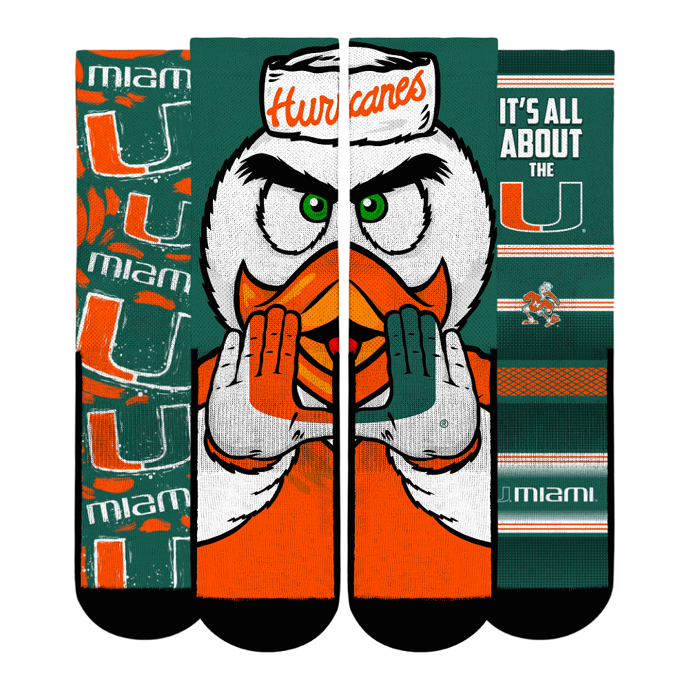 Unisex Rock Em Socks  Miami Hurricanes Fan Favorite Three-Pack Crew Sock Set