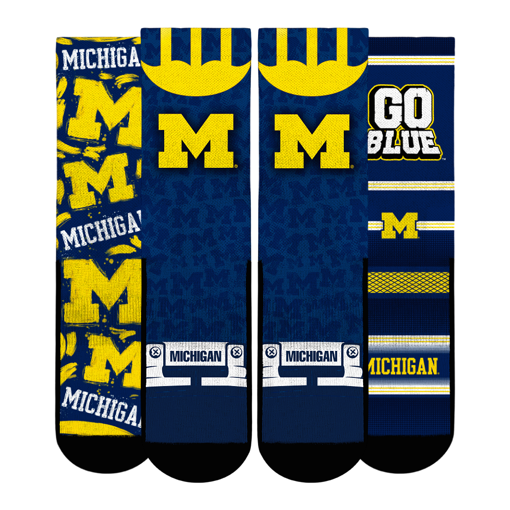 Unisex Rock Em Socks  Michigan Wolverines Fan Favorite Three-Pack Crew Sock Set