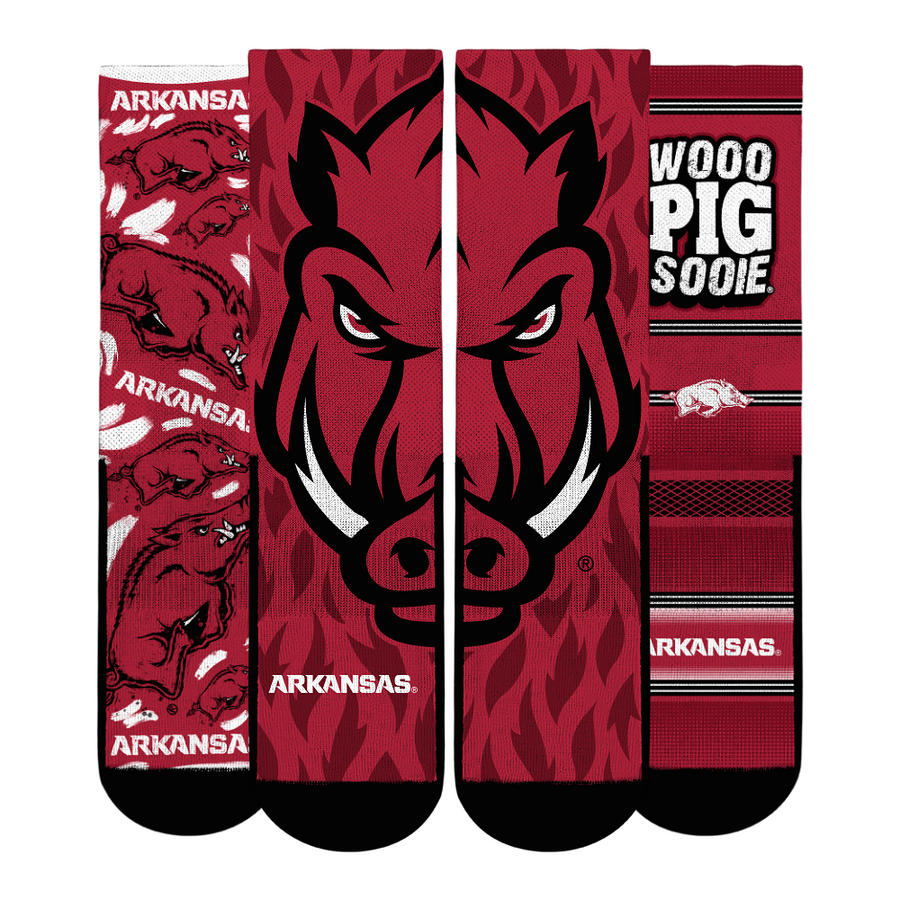 Youth Rock Em Socks  Arkansas Razorbacks Fan Favorite Three-Pack Crew Sock Set