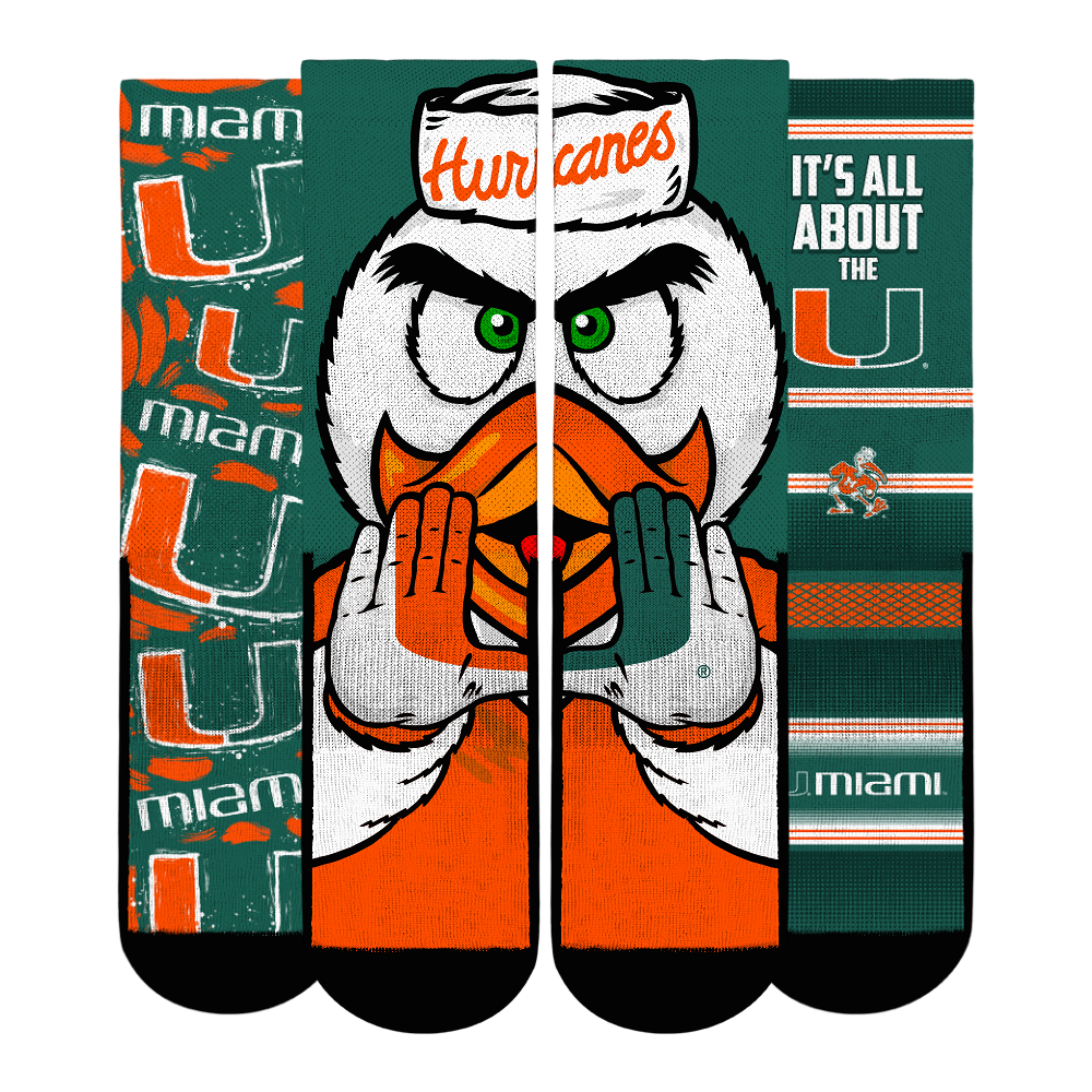 Youth Rock Em Socks  Miami Hurricanes Fan Favorite Three-Pack Crew Sock Set