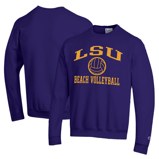 Men's Champion  Purple LSU Tigers Icon Beach Volleyball Powerblend Pullover Sweatshirt