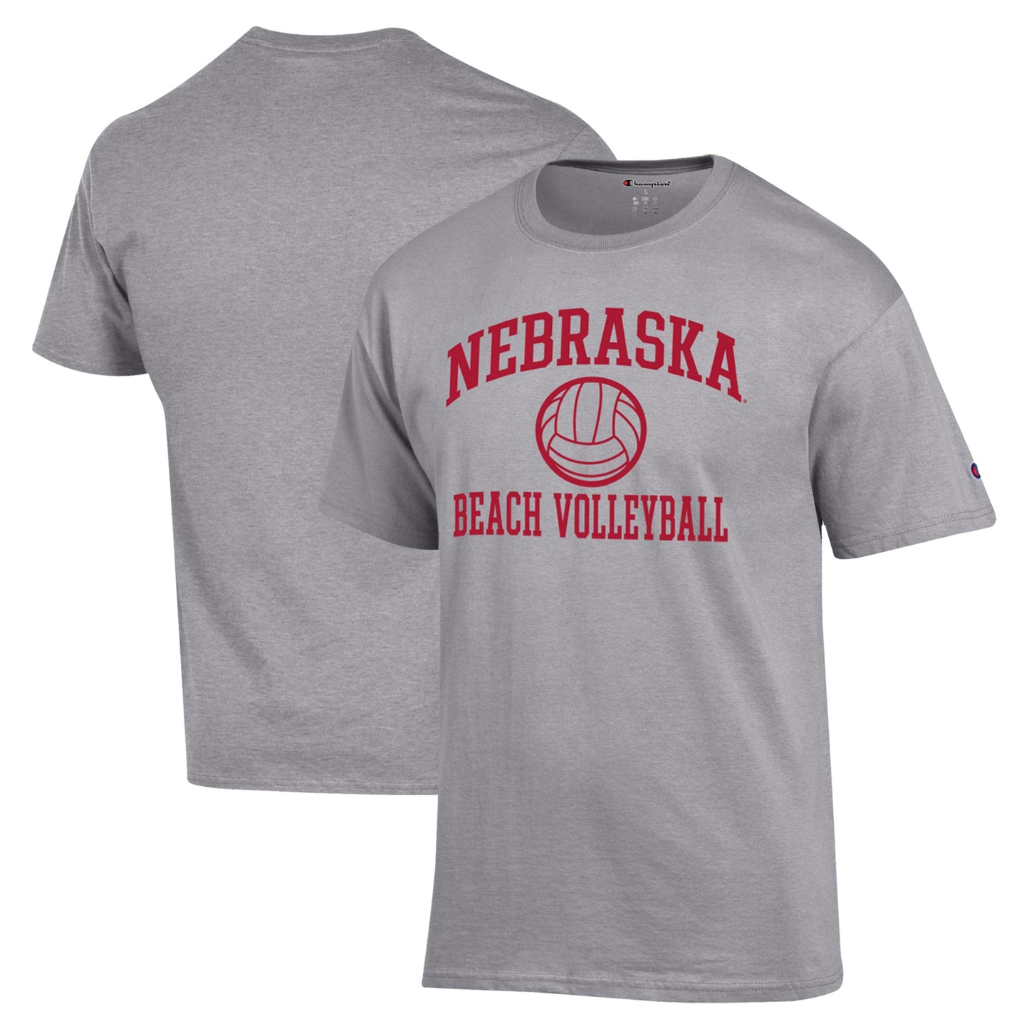 Men's Champion  Gray Nebraska Huskers Icon Beach Volleyball T-Shirt