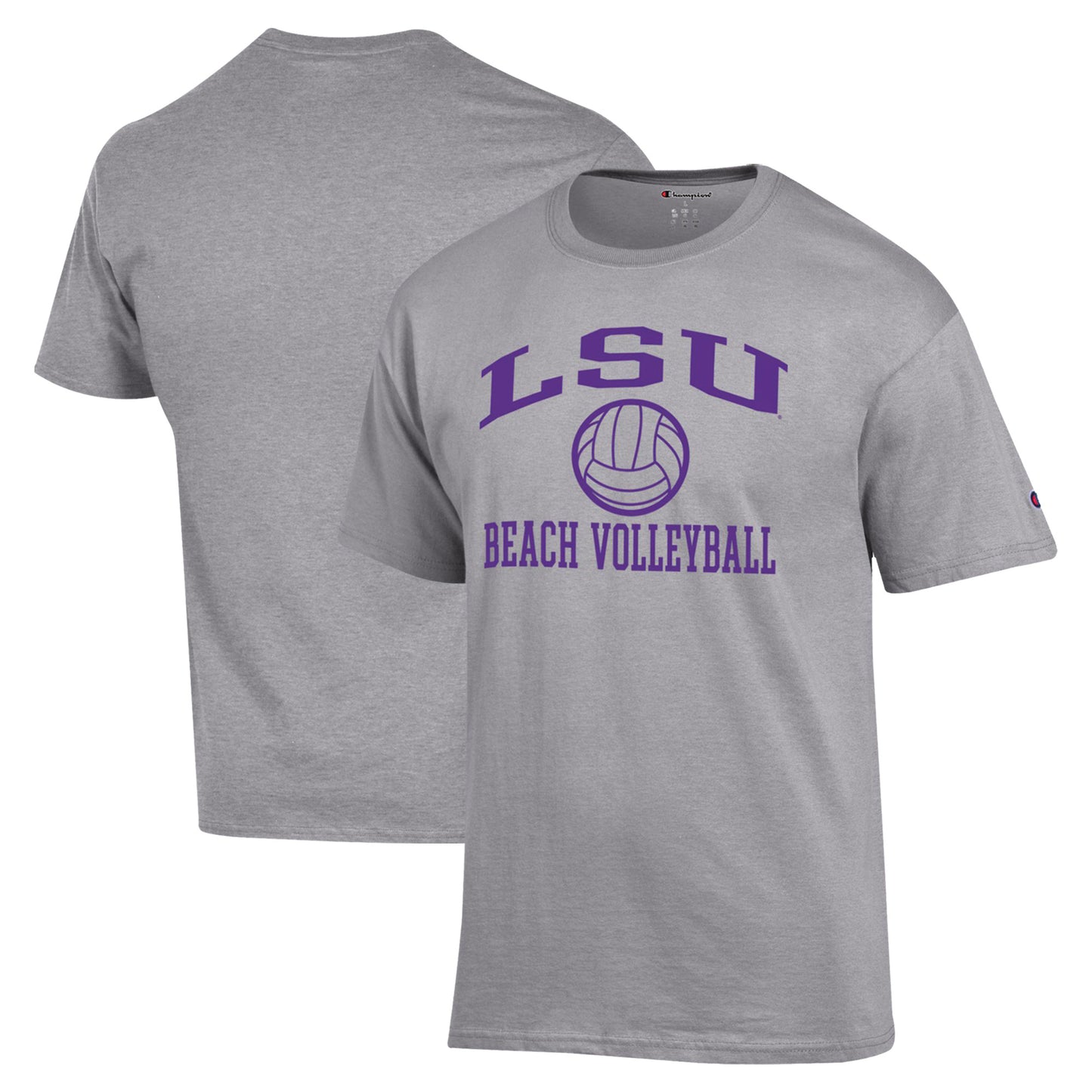 Men's Champion  Gray LSU Tigers Icon Beach Volleyball T-Shirt