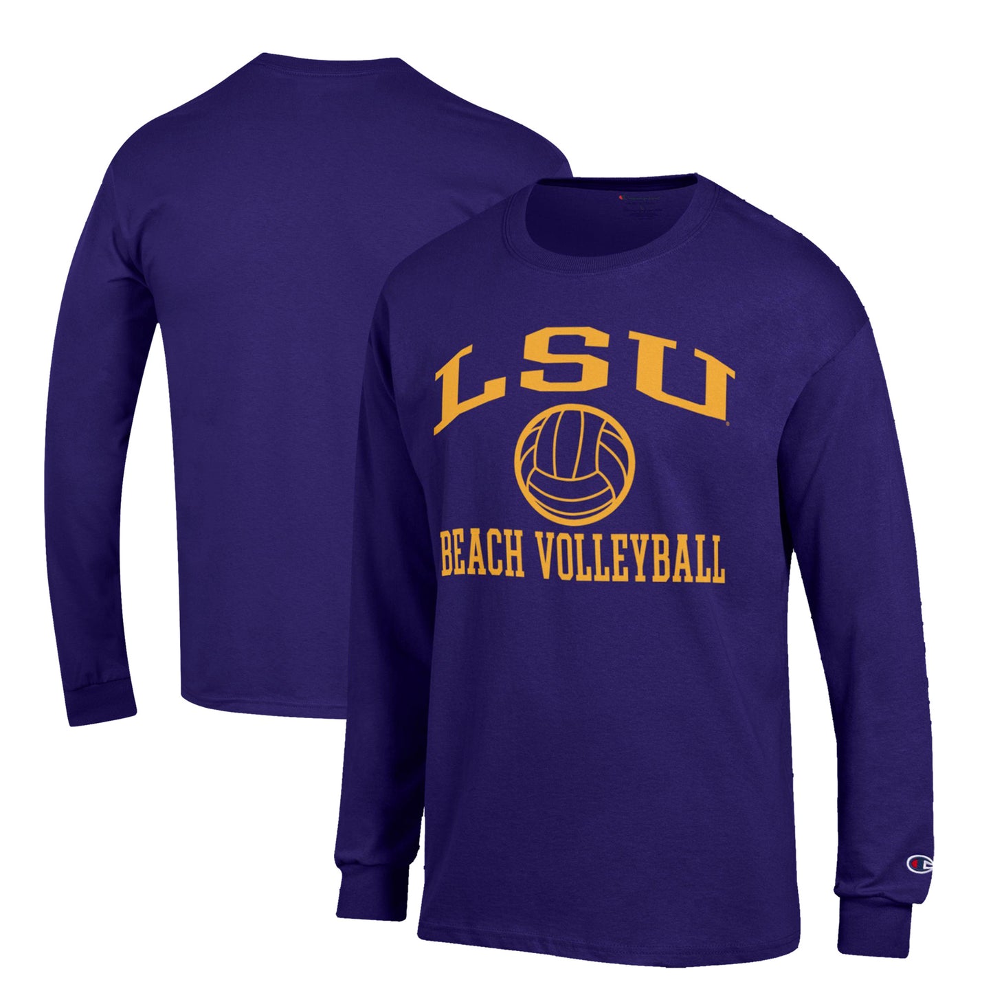 Men's Champion  Purple LSU Tigers Icon Beach Volleyball Long Sleeve T-Shirt