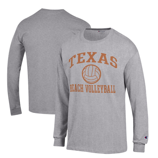 Men's Champion  Gray Texas Longhorns Icon Beach Volleyball Long Sleeve T-Shirt